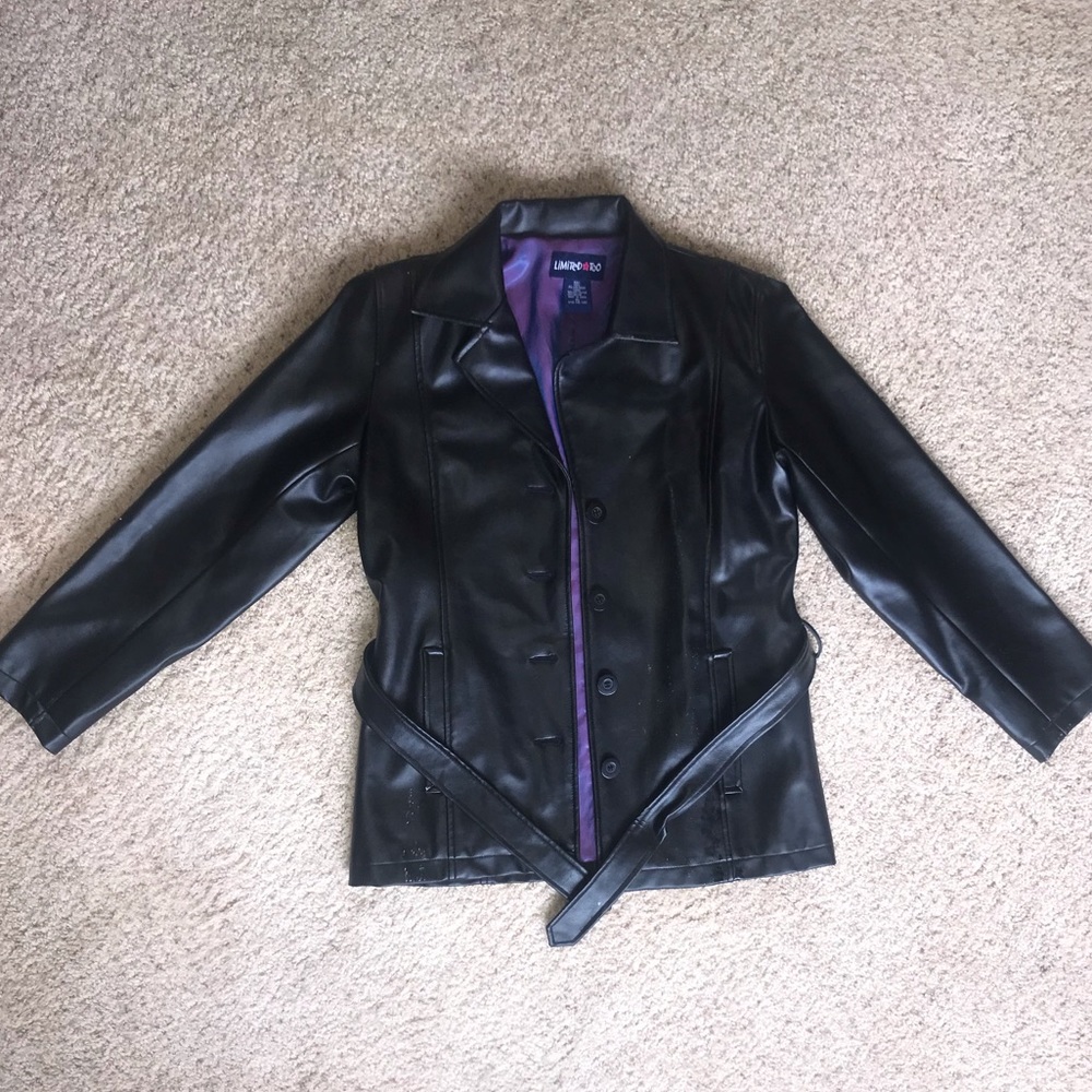 Girls Limited Too Black Faux Leather Jacket